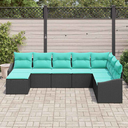 Set di divani con cuscino 8 pcs Nero polyrattan | homemem39