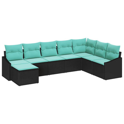 Set di divani con cuscino 8 pcs Nero polyrattan | homemem39