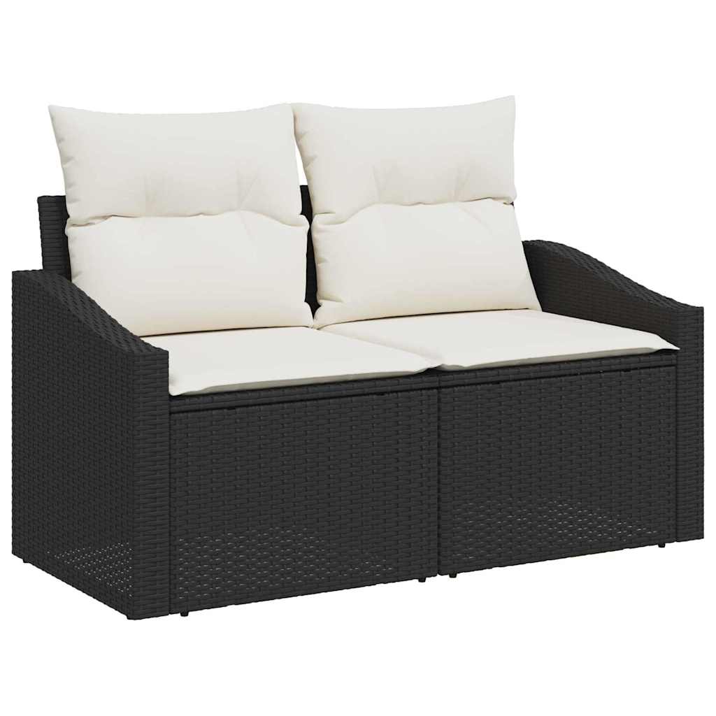 Set di divani 9 pz Nero polyrattan