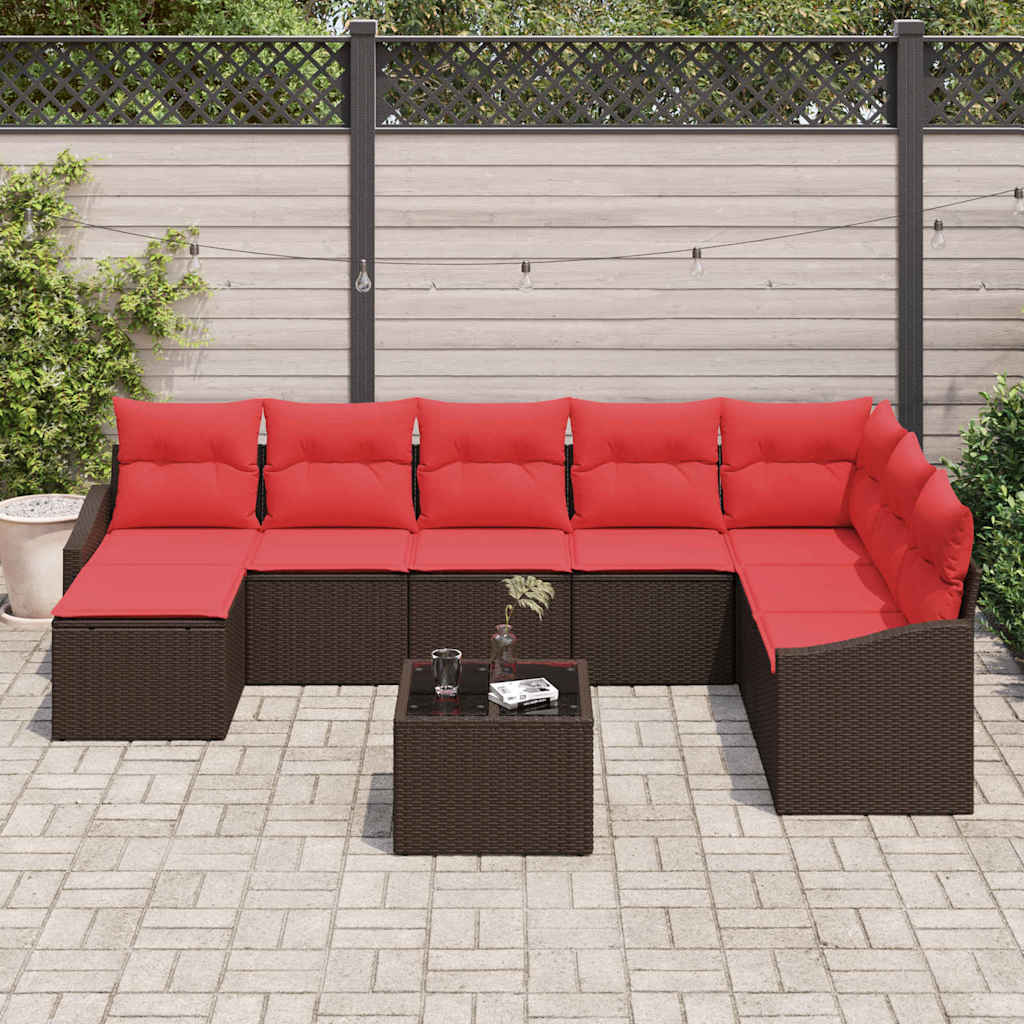 Set di divani 9 pz Marrone polyrattan | homemem39