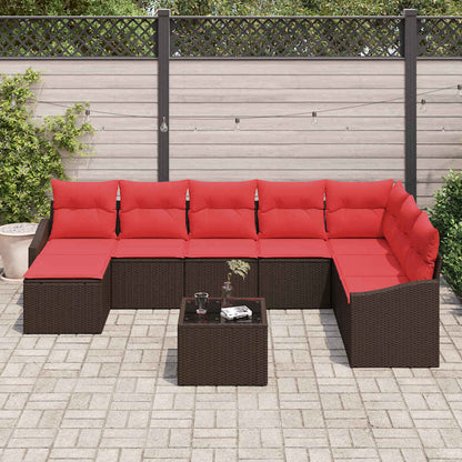 Set di divani 9 pz Marrone polyrattan | homemem39