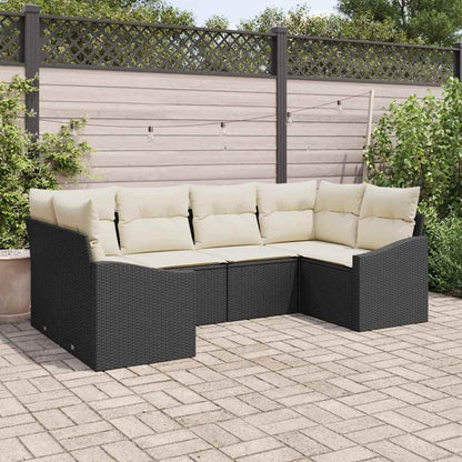 Set di divani con cuscino 6 pcs Nero polyrattan | homemem39