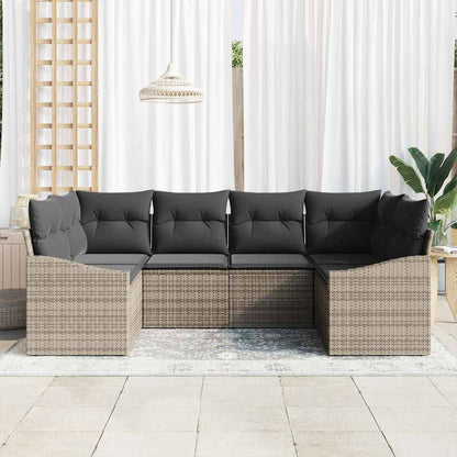 Set Divano da Giardino 6 pcs Grigio Poly Rattan