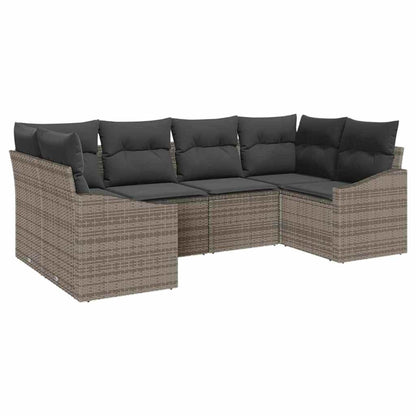 Set Divano da Giardino 6 pcs Grigio Poly Rattan