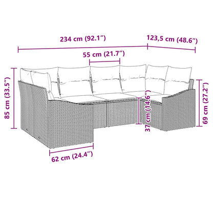 Set Divano da Giardino 6 pcs Nero Poly Rattan