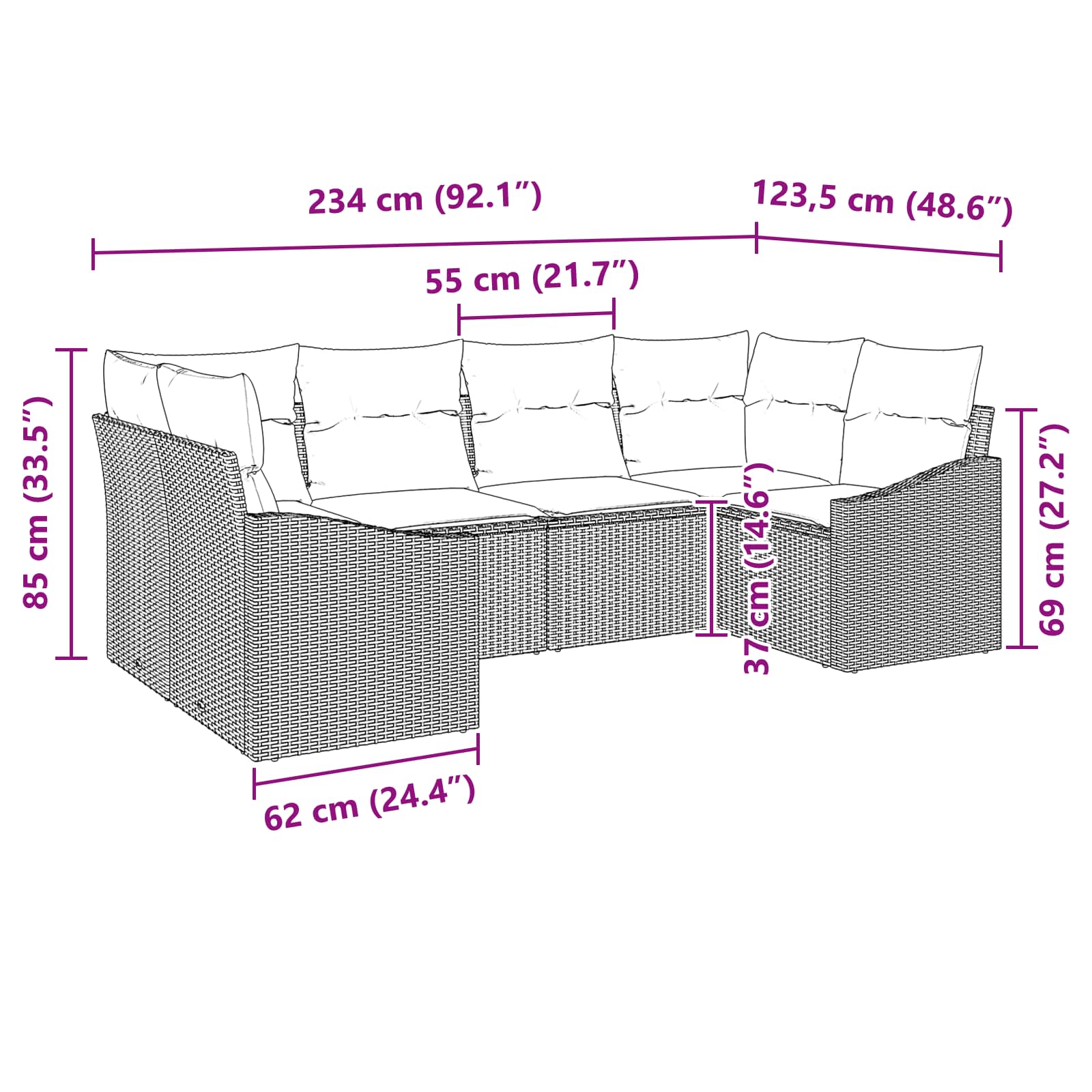 Set di divani 6 pz Marrone polyrattan | homemem39