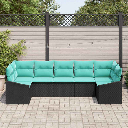 Set di divani con cuscino 7 pcs Nero polyrattan | homemem39