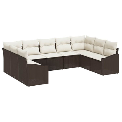 Set di divani con cuscino 9 pcs Marrone polyrattan | homemem39