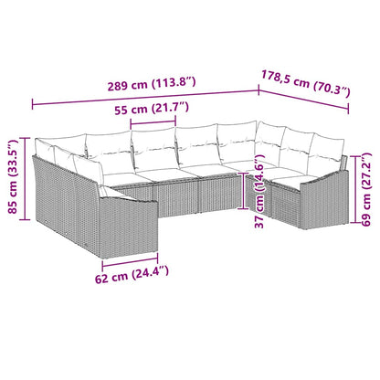 Set Divano da Giardino 9 pcs Beige Poly Rattan