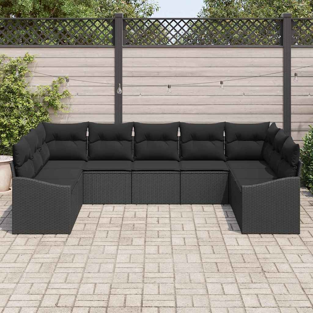 Set di divani 9 pz Nero polyrattan | homemem39