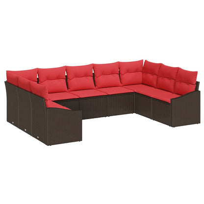 Set di divani 9 pz Marrone polyrattan | homemem39