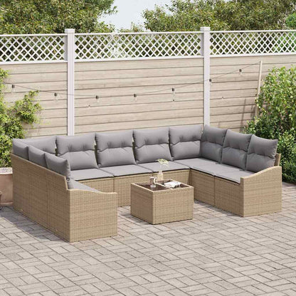 Set di divani con cuscino 10 pcs Beige polyrattan | homemem39