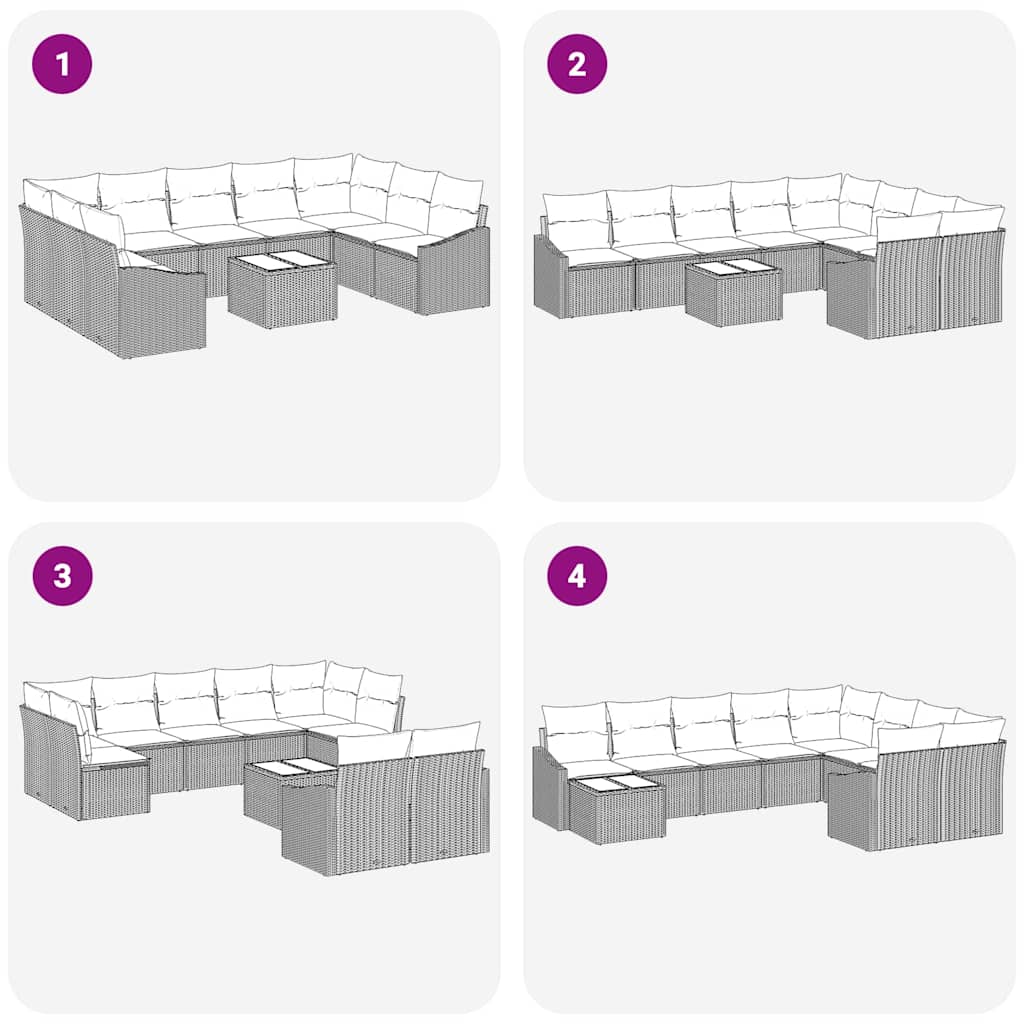Set di divani con cuscino 10 pcs Grigio chiaro polyrattan | homemem39