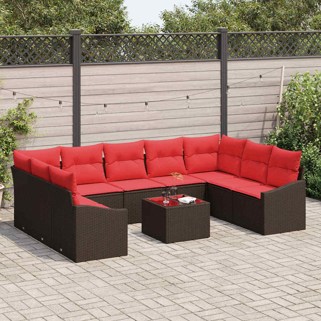 Set di divani 10 pz Marrone polyrattan | homemem39