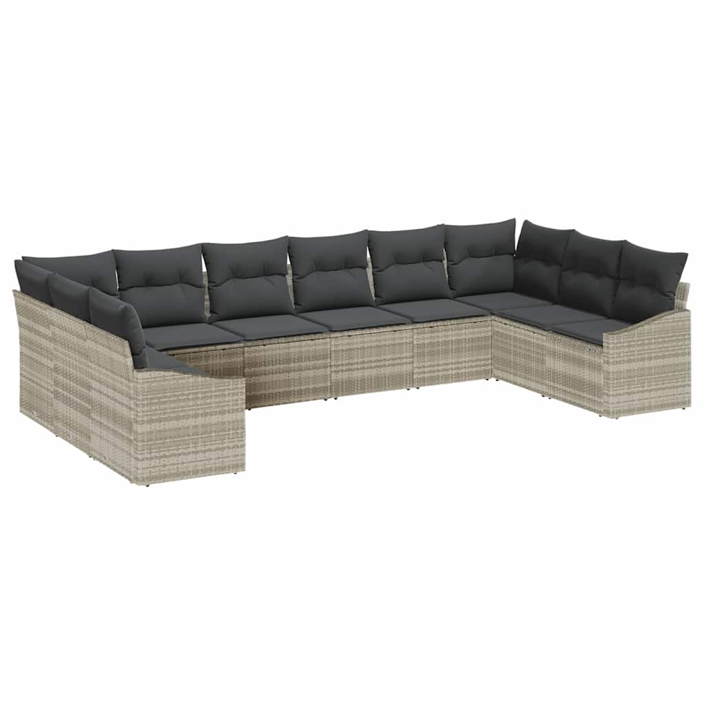 Set di divani con cuscino 10 pcs Grigio chiaro polyrattan | homemem39