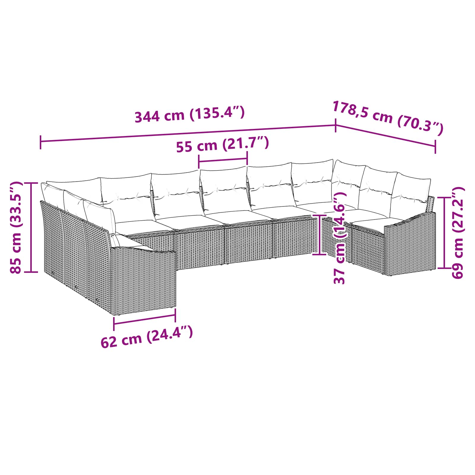 Set di divani 10 pz Marrone polyrattan | homemem39