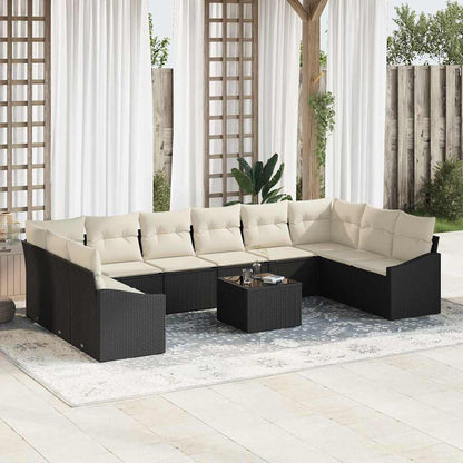 Set di divani con cuscino 11 pcs Nero polyrattan | homemem39