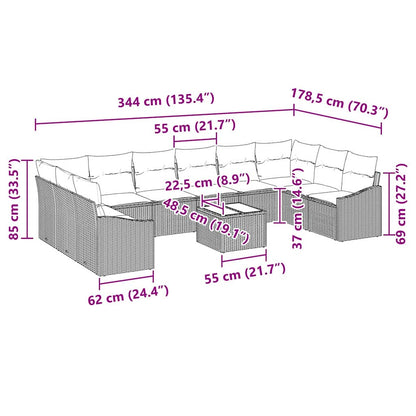 Set di divani con cuscino 11 pcs Beige polyrattan | homemem39