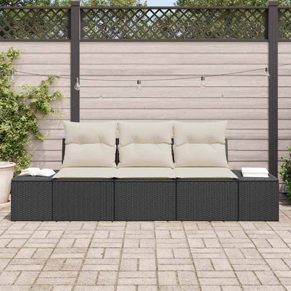 Set Divano da Giardino 3 pcs Nero Poly Rattan
