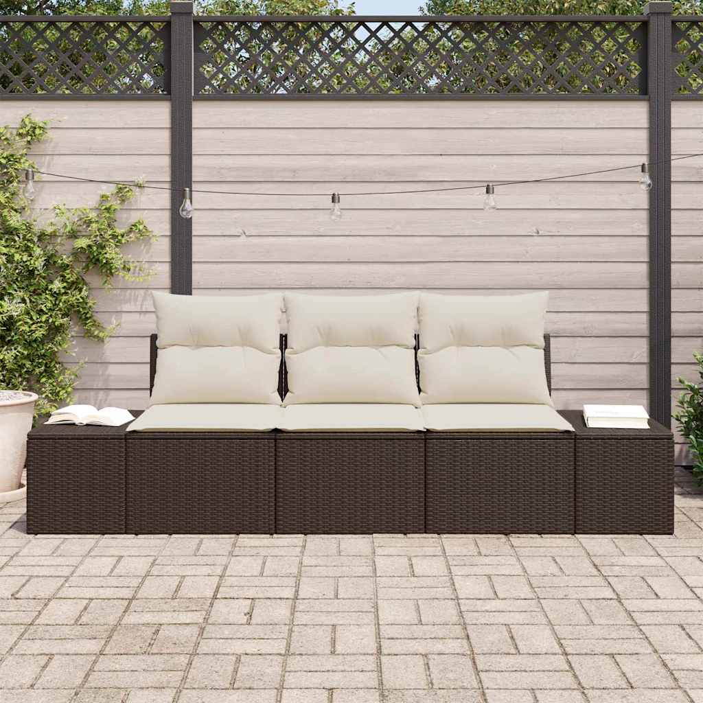 Set di divani con cuscino 3 pcs Marrone polyrattan | homemem39