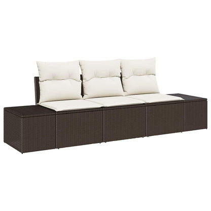 Set di divani con cuscino 3 pcs Marrone polyrattan | homemem39