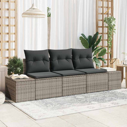 Set di divani con cuscino 3 pcs Grigio polyrattan | homemem39