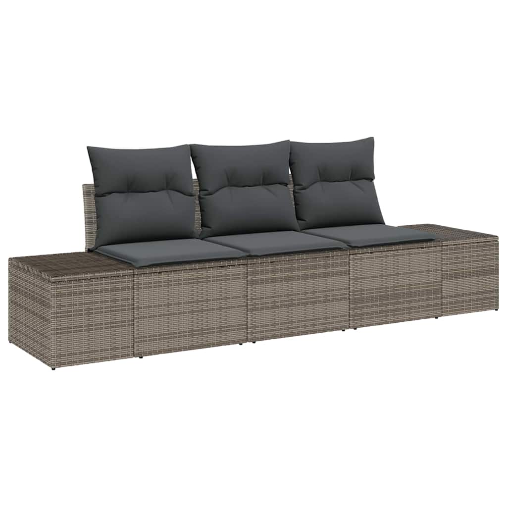 Set di divani con cuscino 3 pcs Grigio polyrattan | homemem39