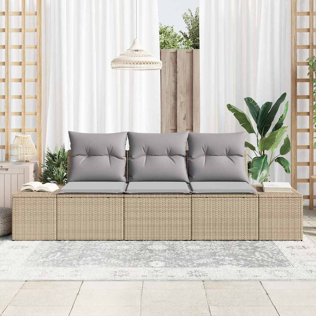 Set di divani con cuscino 3 pcs Beige polyrattan | homemem39
