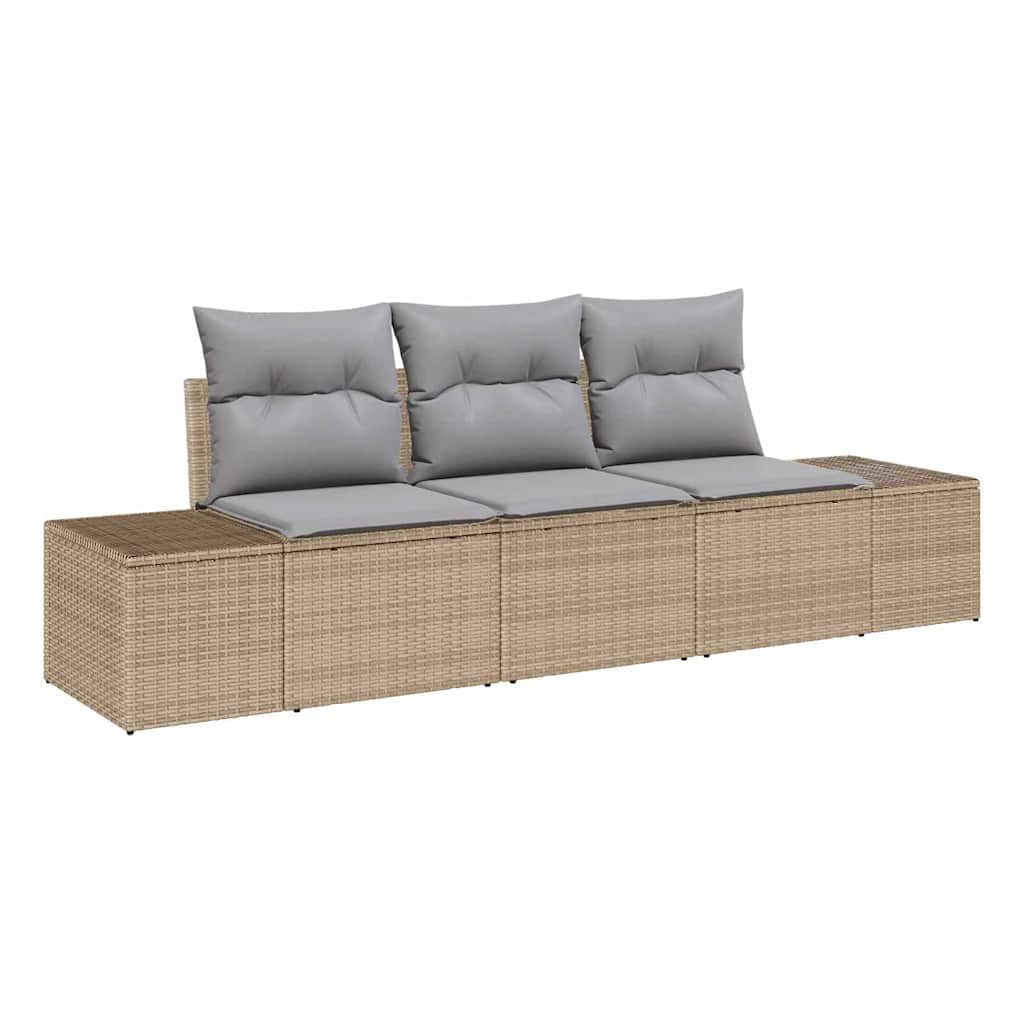 Set di divani con cuscino 3 pcs Beige polyrattan | homemem39