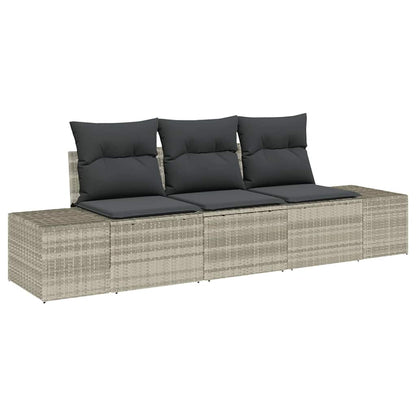 Set Divano da Giardino 3 pcs Grigio chiaro Poly Rattan