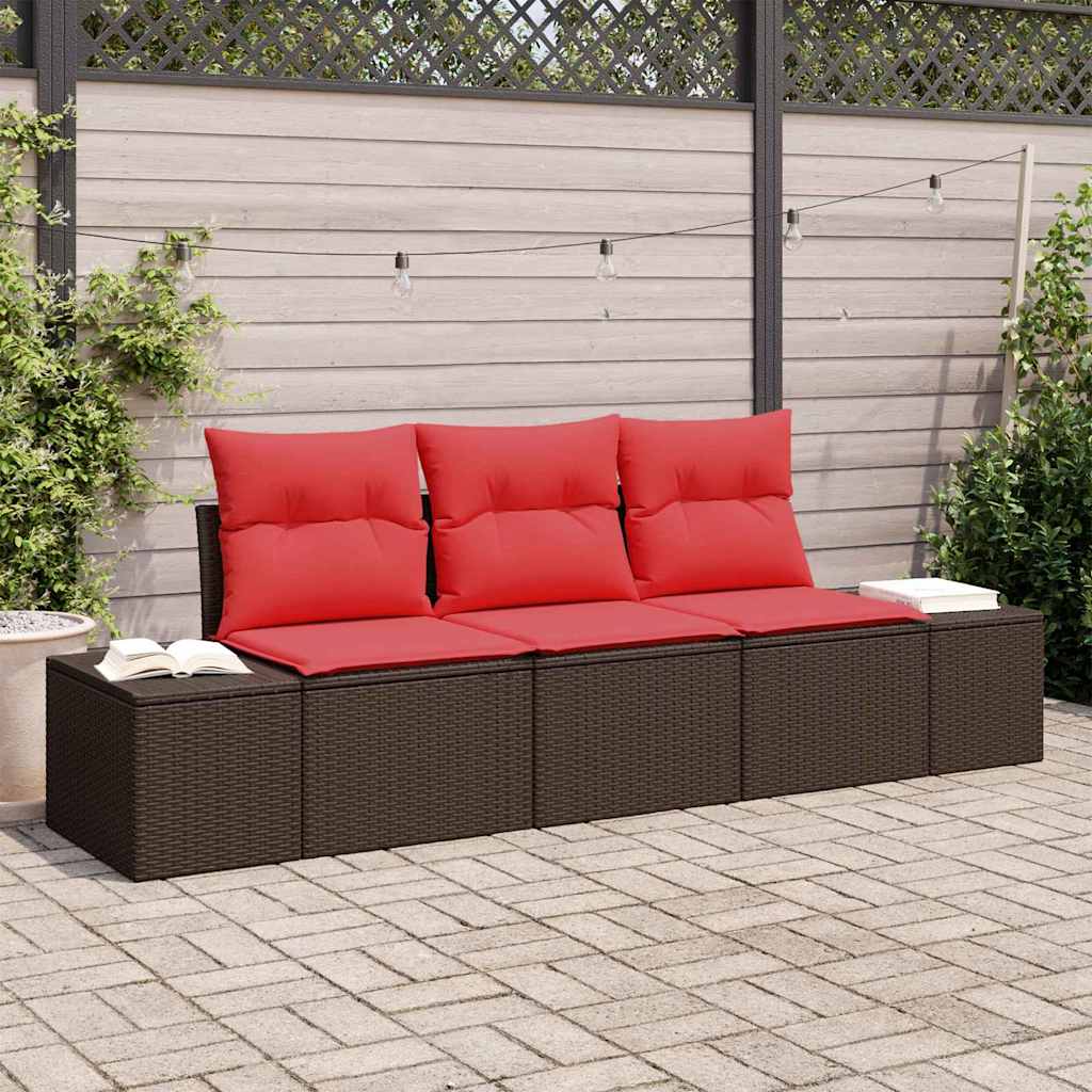 Set di divani con cuscino 3 pcs Marrone polyrattan | homemem39