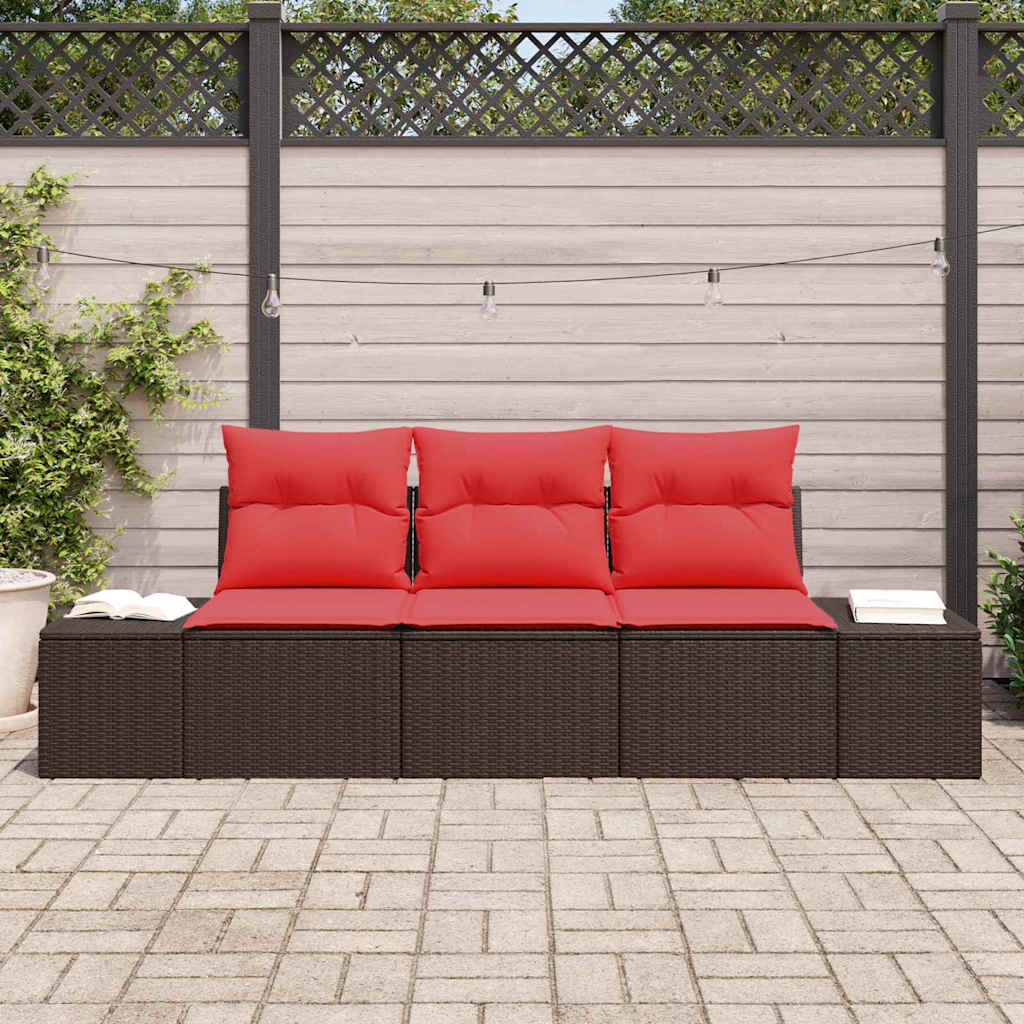 Set di divani con cuscino 3 pcs Marrone polyrattan | homemem39