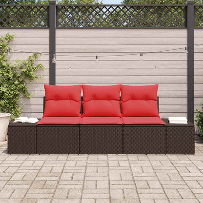 Set di divani con cuscino 3 pcs Marrone polyrattan | homemem39