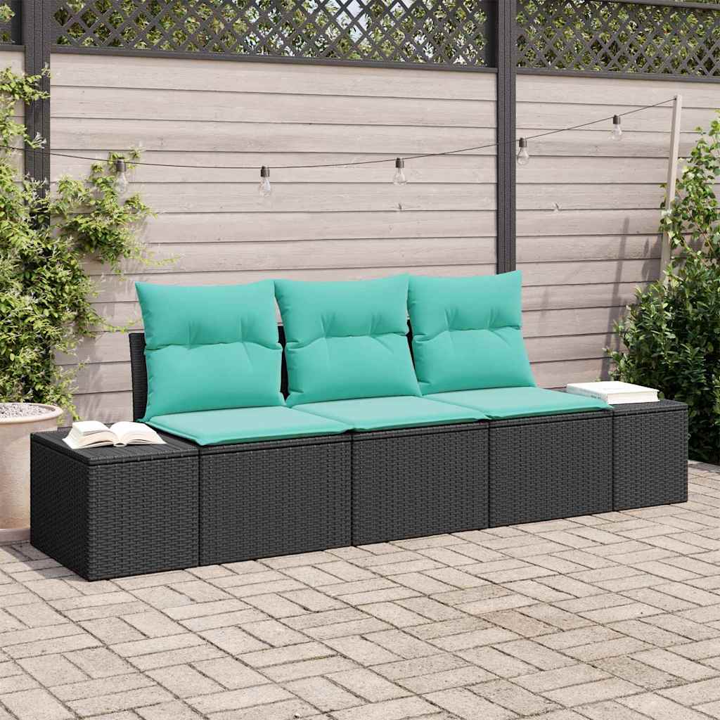 Set di divani 3 pz Nero polyrattan | homemem39