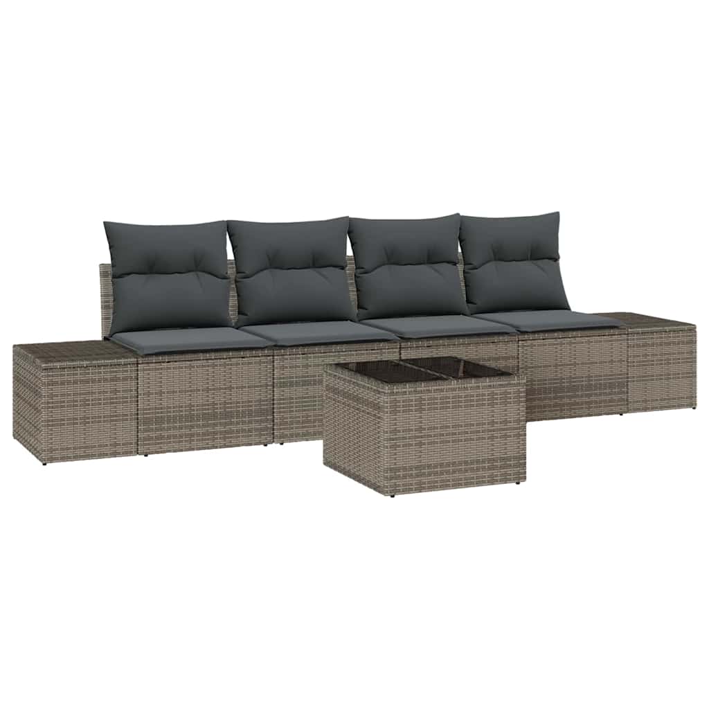Set di divani con cuscino con cuscino 5 pcs Grigio polyrattan | homemem39