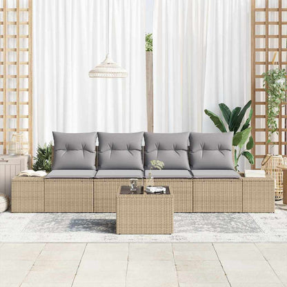 Set Divano da Giardino con cuscino 5 pcs Beige e Grigio Chiaro