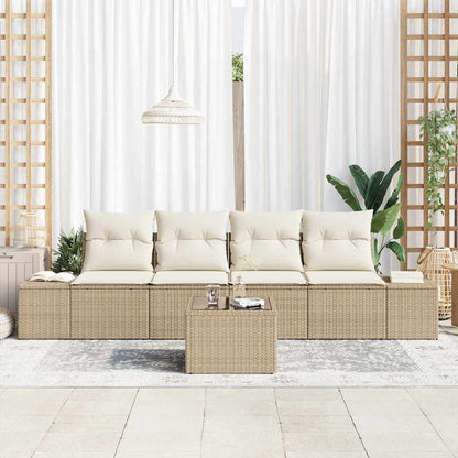 Set di divani con cuscino 5 pcs Beige e Crema polyrattan