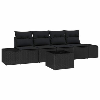 Set di divani con cuscino con cuscino 5 pcs Nero polyrattan | homemem39