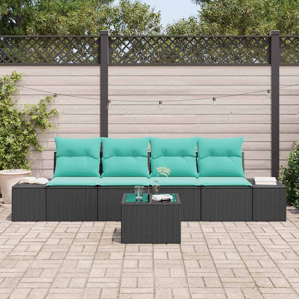 Set di divani 5 pz Nero polyrattan | homemem39