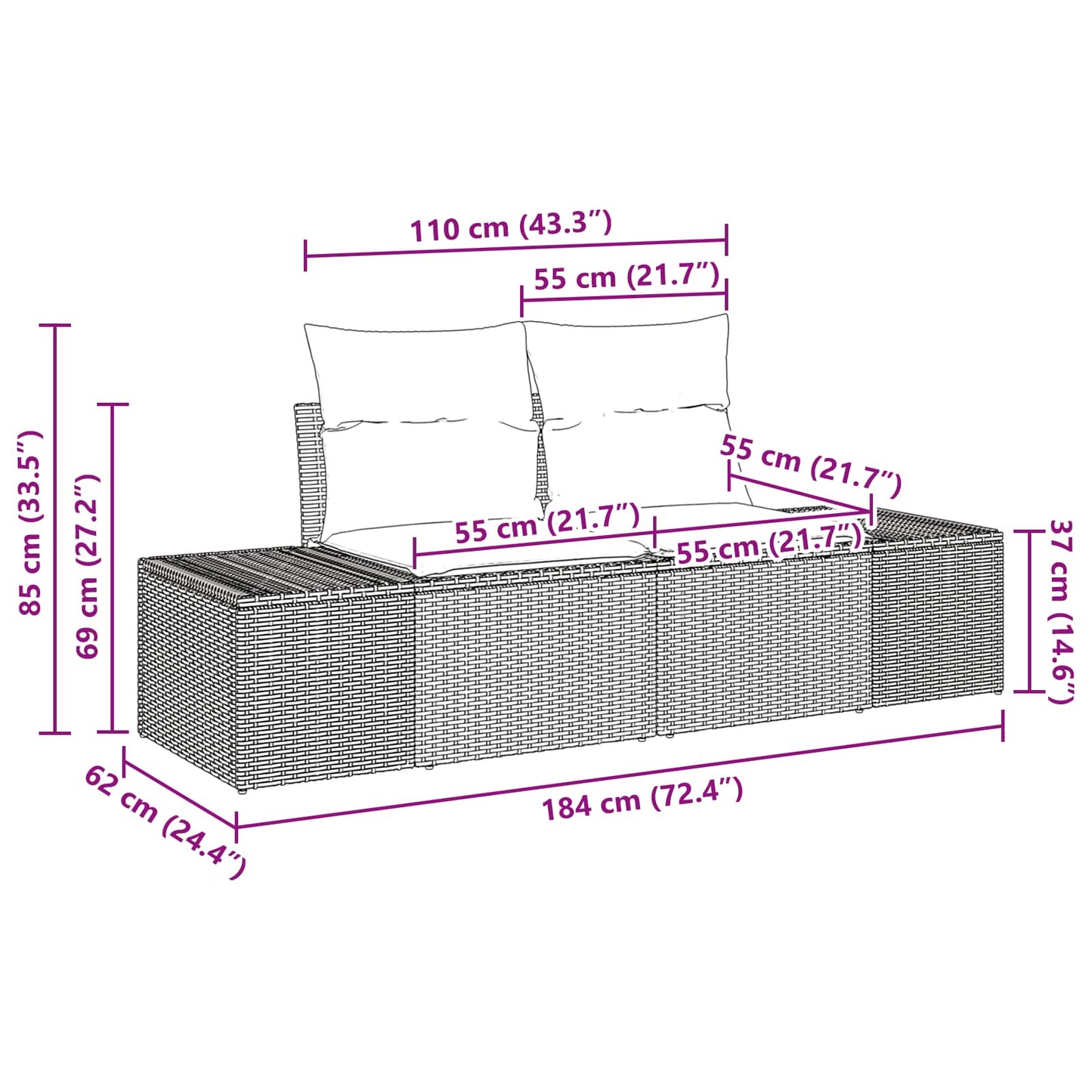 Set di divani 5 pz Nero polyrattan | homemem39