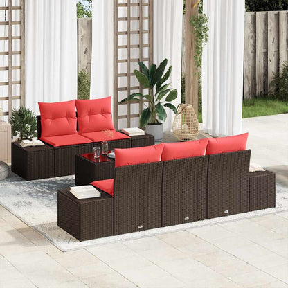 Set Divano da Giardino con cuscino 6 pcs Marrone polyrattan | homemem39