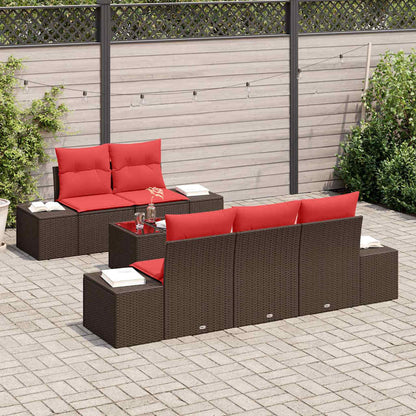 Set Divano da Giardino con cuscino 6 pcs Marrone polyrattan | homemem39