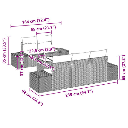 Set Divano da Giardino 6 pz Nero polyrattan | homemem39
