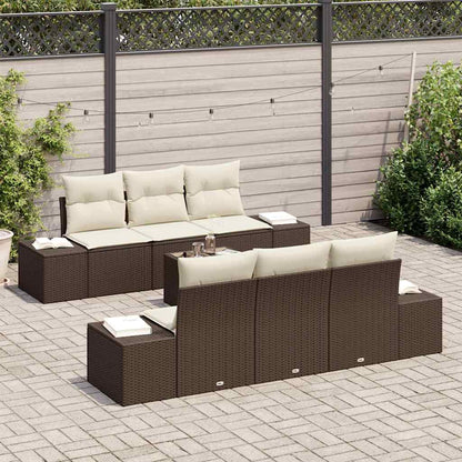 Set Divano da Giardino 7 pcs Marrone Poly Rattan