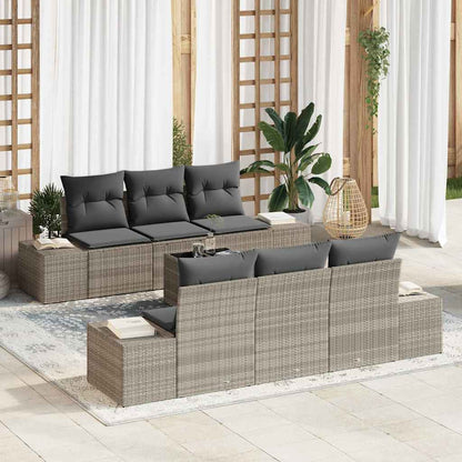 Set Divano da Giardino 7 pcs Grigio chiaro polyrattan