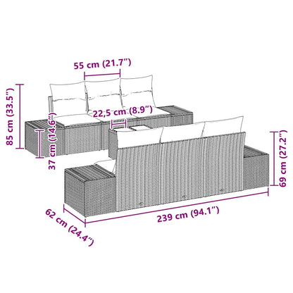 Set Divano da Giardino 7 pcs Grigio chiaro polyrattan