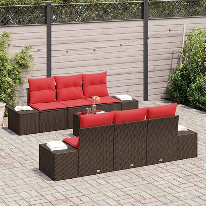Set Divano da Giardino con cuscino 7 pcs Marrone polyrattan | homemem39