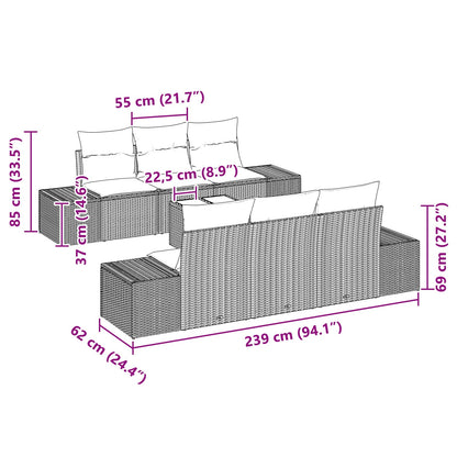 Set Divano da Giardino 7 pz Nero polyrattan | homemem39