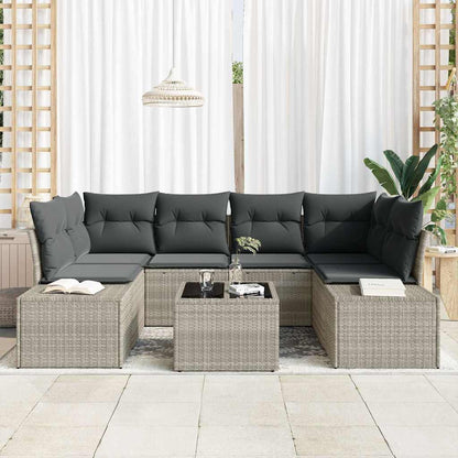 Set Divano da Giardino 7 pcs Grigio chiaro polyrattan | homemem39