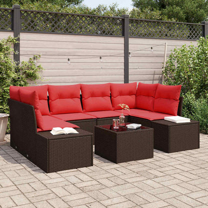 Set Divano da Giardino con cuscino 7 pcs Marrone polyrattan | homemem39